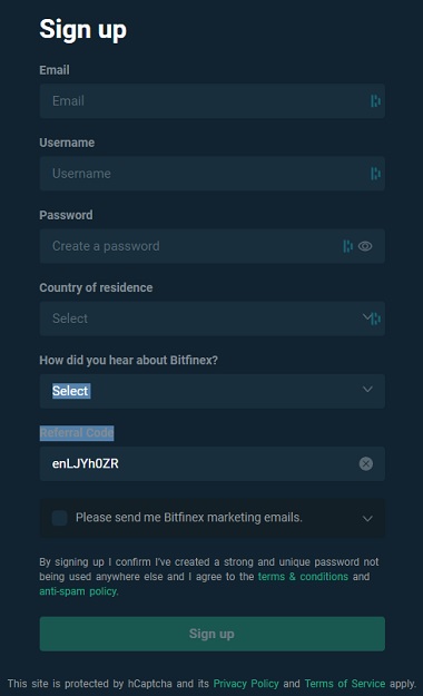 inscription bitfinex